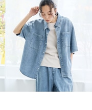 【WEB先行販売】コットンレーヨンデニム半袖シャツ