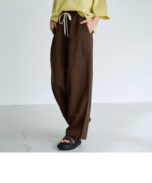 接触冷感】リネンレーヨン ベイカーワイドパンツ（WEB限定サイズあり