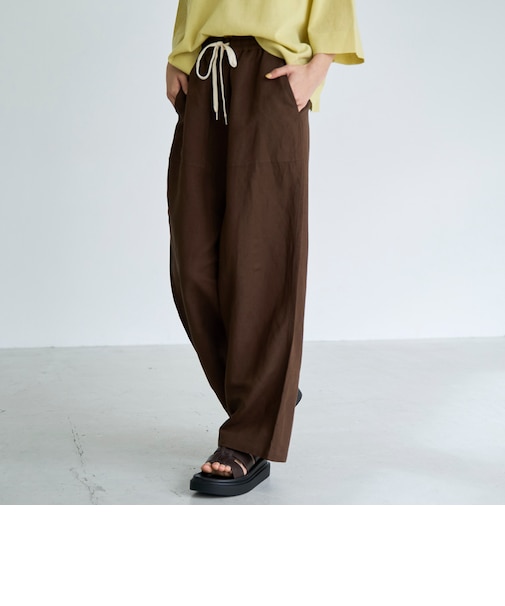 【接触冷感】リネンレーヨン ベイカーワイドパンツ（WEB限定サイズあり）