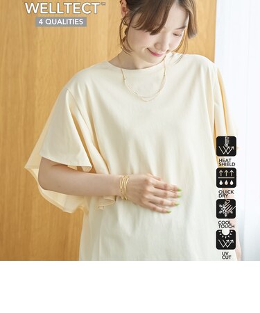 【UVカット・接触冷感】WELLTECT USAコットン フレアスリーブ Tシャツ