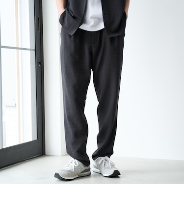 リネンライク1タックレギュラーパンツ【UVカット】