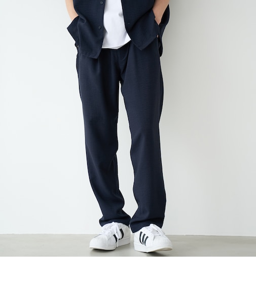 リネンライク1タックレギュラーパンツ【UVカット】