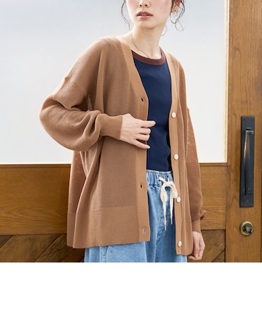 シアーリネン畔Vネックカーディガン【Youtube紹介アイテム】