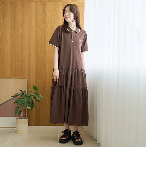 Penneys(ぺニーズ)別注】配色ライン ティアードポロ襟ワンピース Penneys(ぺニーズ)別注】配色ライン ティアードポロ襟ワンピース