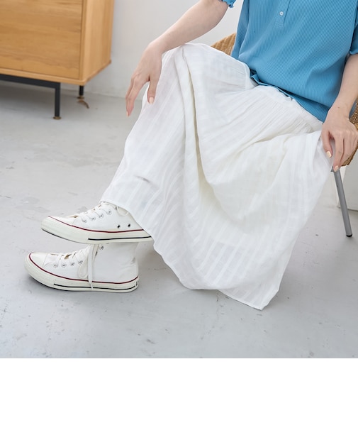 チェックジャガードティアードスカート（オフホワイト）