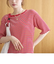 メロークルーネック リブ半袖ゆるTシャツ