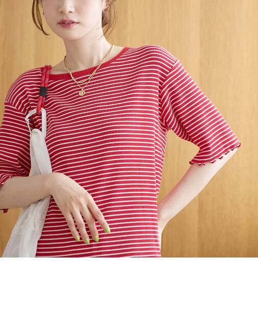 メロークルーネック リブ半袖ゆるTシャツ