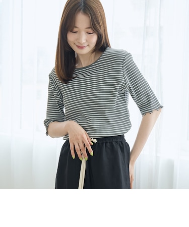 メロークルー 半袖リブTシャツ