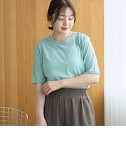 コットンナイロンシアークルー半袖Tシャツ