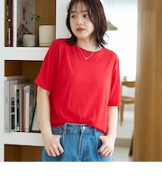 コットンナイロンシアークルー半袖Tシャツ
