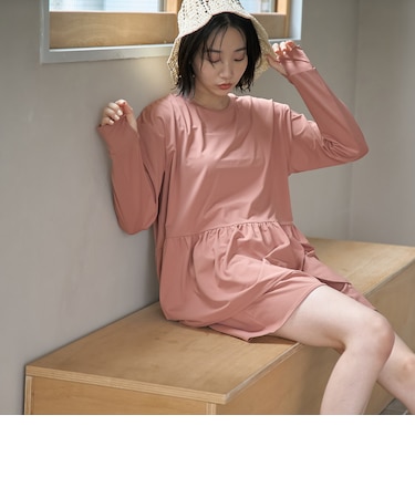 【2点セット/WEB限定】ペプラムラッシュガード+ショートパンツ スイムウエア(UVカット)