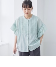 【MARKET（マーケット）】袖フリルピンタックブラウス
