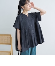 【MARKET（マーケット）】スキッパーピンタックブラウス（インフルエンサー紹介アイテム）