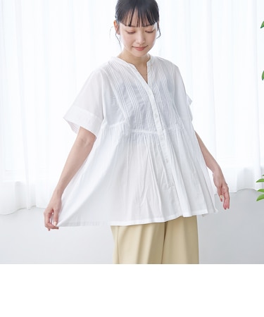 【MARKET（マーケット）】スキッパーピンタックブラウス（インフルエンサー紹介アイテム）
