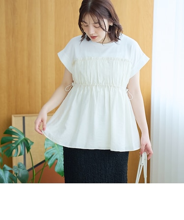 シアードッキング ギャザーフレンチスリーブTシャツ