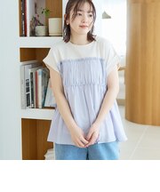 シアードッキング ギャザーフレンチスリーブTシャツ
