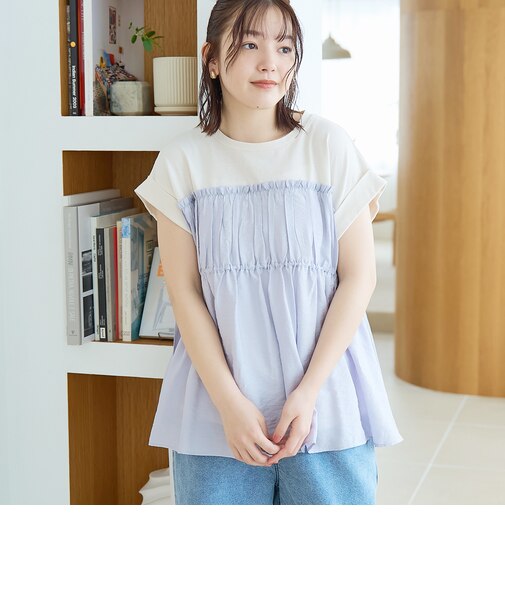 シアードッキング ギャザーフレンチスリーブTシャツ