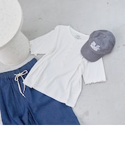 メローヘンリーネック リブ半袖ゆるTシャツ