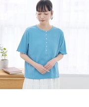 メローヘンリーネック リブ半袖ゆるTシャツ