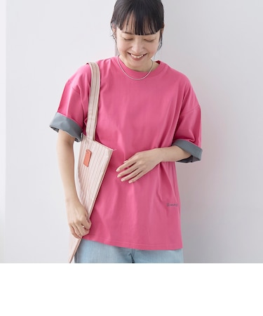袖裏配色 ロゴ刺繍Tシャツ