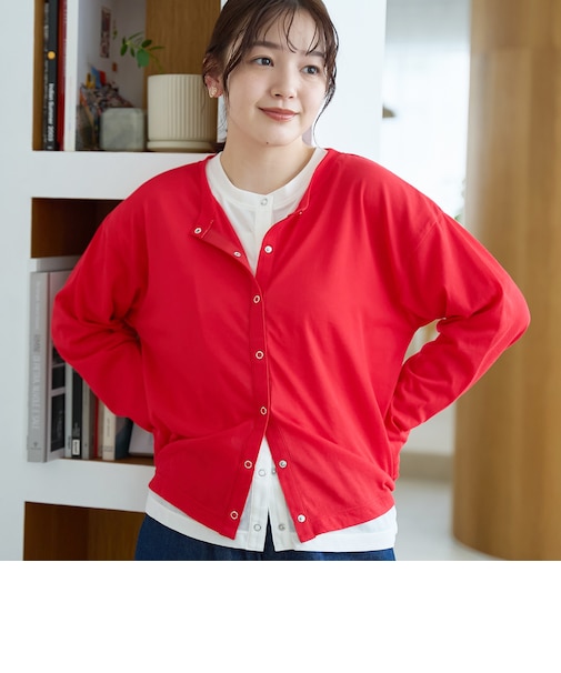 コットンナイロンシアー コンパクトカーディガン