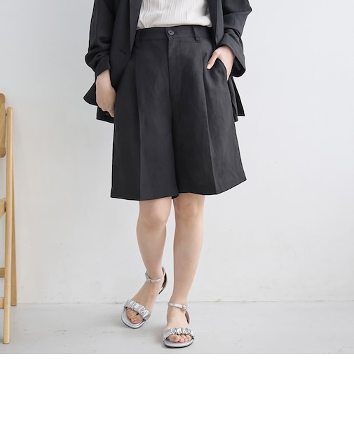 【接触冷感】リネンレーヨンショートパンツ