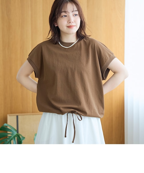 リネン混カノコフレンチスリーブカットソー
