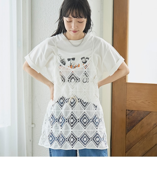 2way刺繍レース キャミソールビスチェ