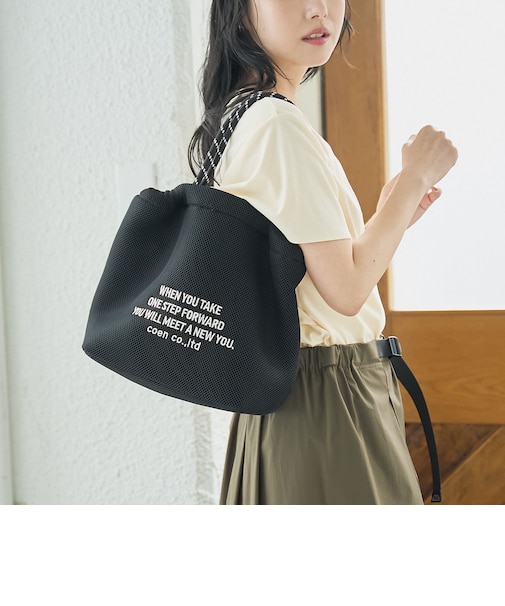 ロゴ刺繍 メッシュパフ2wayショルダーバッグ（Mサイズ）