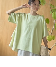 布帛ドッキング ピグメントフリルTシャツ
