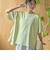 布帛ドッキング ピグメントフリルTシャツ