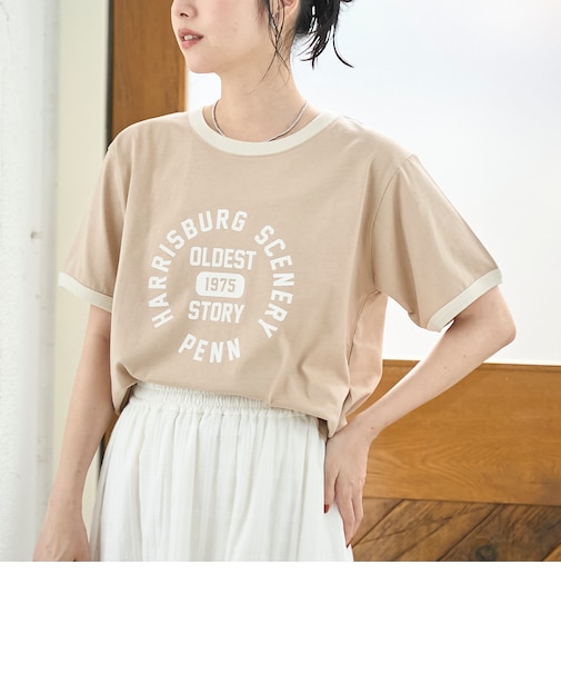 【汗染み軽減 / 接触冷感】アソートロゴリンガーTシャツ