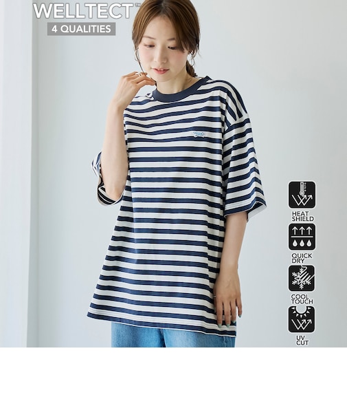 【UVカット・接触冷感・吸水速乾・遮熱性】Penneys × WELLTECT  別注ボーダーTシャツ