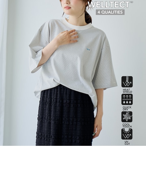 【UVカット・接触冷感・吸水速乾・遮熱性】Penneys × WELLTECT  別注細ボーダーTシャツ