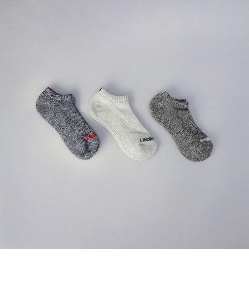 【3足セット】HealthKnit（ヘルスニット）杢ロゴ入りスニーカーソックス