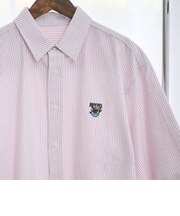 アニマル刺繍オックスストライプシャツ