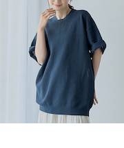 ポリメッシュニットクルーネックプルオーバー