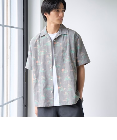 ヴィンテージライク総柄半袖シャツ