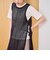 パッチワーク風 透かし編みメッシュニットロングジレ