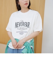 フラワーワッフル刺繍 ロゴプリントゆるTシャツ