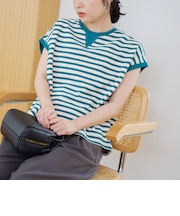 スラブボーダー フレンチスリーブTシャツ