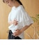 カットワークレース 袖切替デザインTシャツ