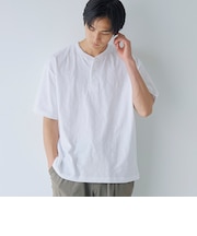 スラブ天竺ヘンリーネック半袖Tシャツ