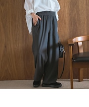 【新柄登場/ストレッチ】とろさらストライプイージーワイドパンツ