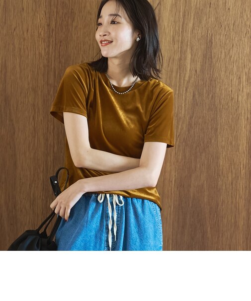 シアーベロア コンパクト半袖Tシャツ