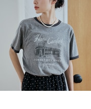 【I LOVE LA（アイラブエルエー）】アソートプリント ヴィンテージライクリンガーTシャツ