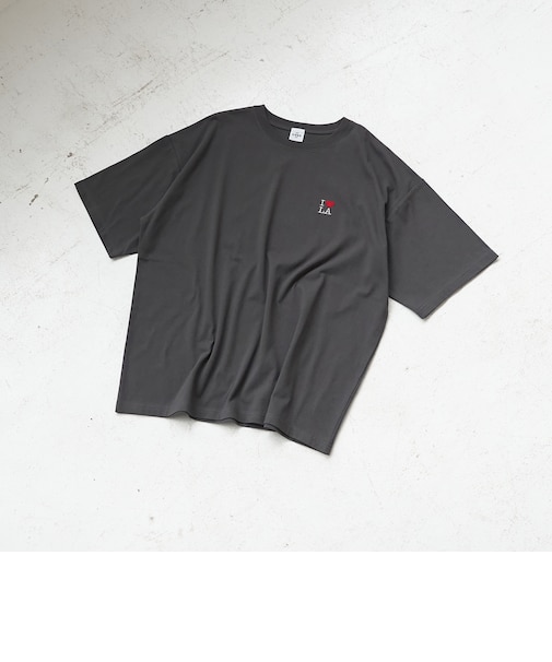 【I LOVE LA（アイラブエルエー）】ワンポイント ロゴ刺繍ユニTシャツ（WEB限定サイズあり）