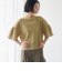 マルチボーダー 袖ギャザーフリルワッフル Tシャツ