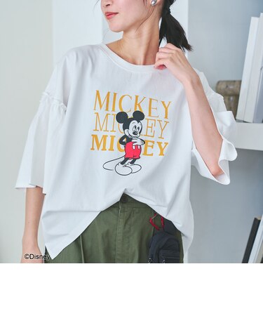 【MICKEY(ミッキー)/別注】ミッキー&ミニー 袖フリル半袖Tシャツ