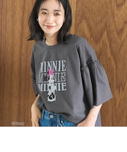 【MICKEY(ミッキー)/別注】ミッキー&ミニー 袖フリル半袖Tシャツ